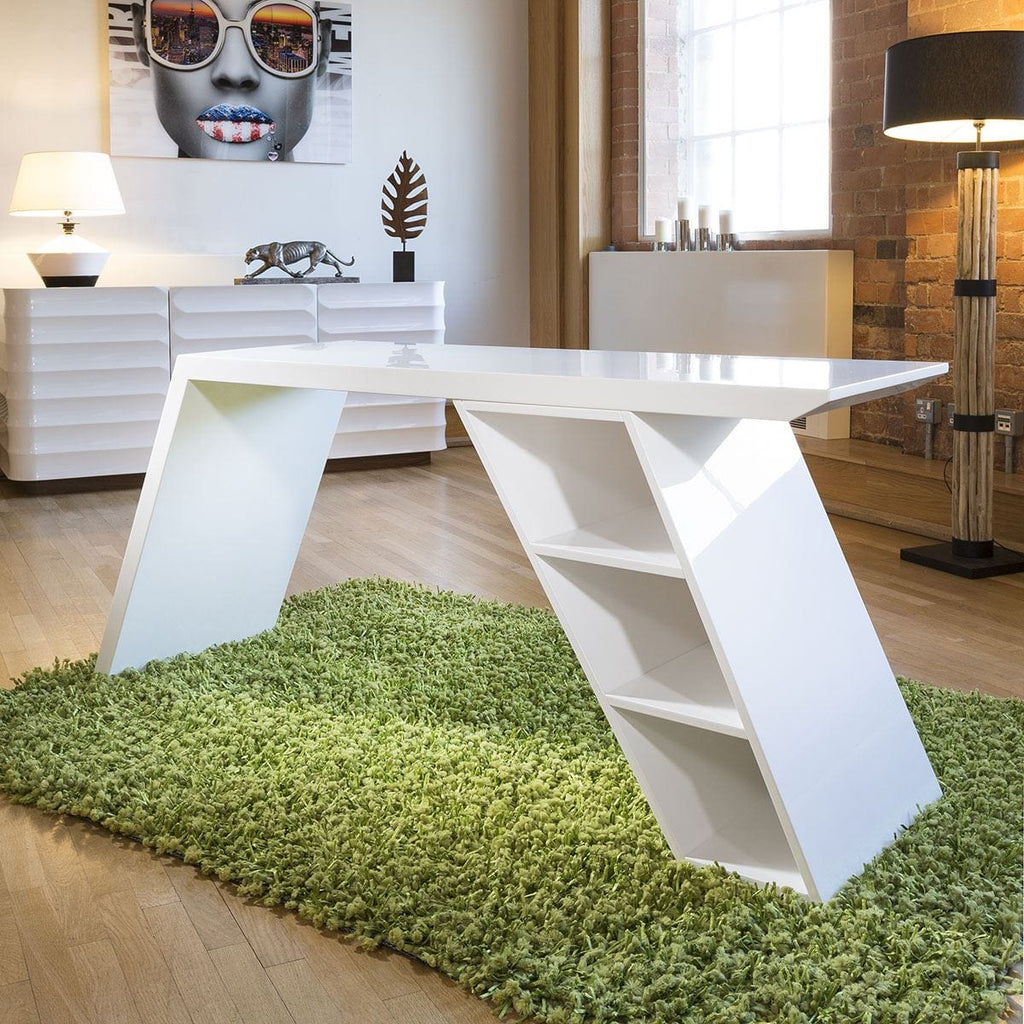 Modern Designer Desk / Work Station / Dresser White Gloss 1728mm 1801