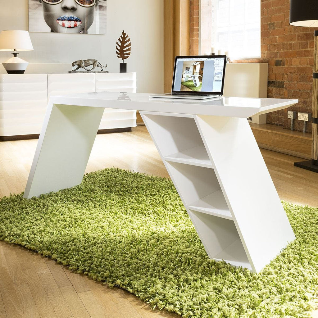 Modern Designer Desk / Work Station / Dresser White Gloss 1728mm 1801