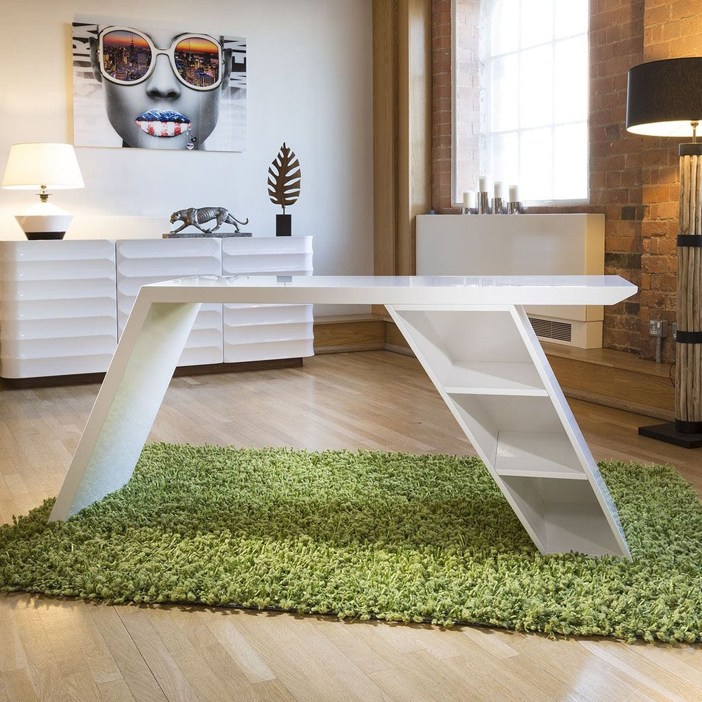 Modern Designer Desk / Work Station / Dresser White Gloss 1728mm 1801