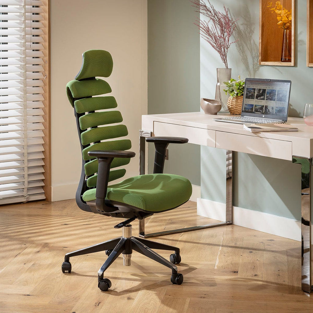 Chaise de bureau moderne Ergo en tissu noir et vert