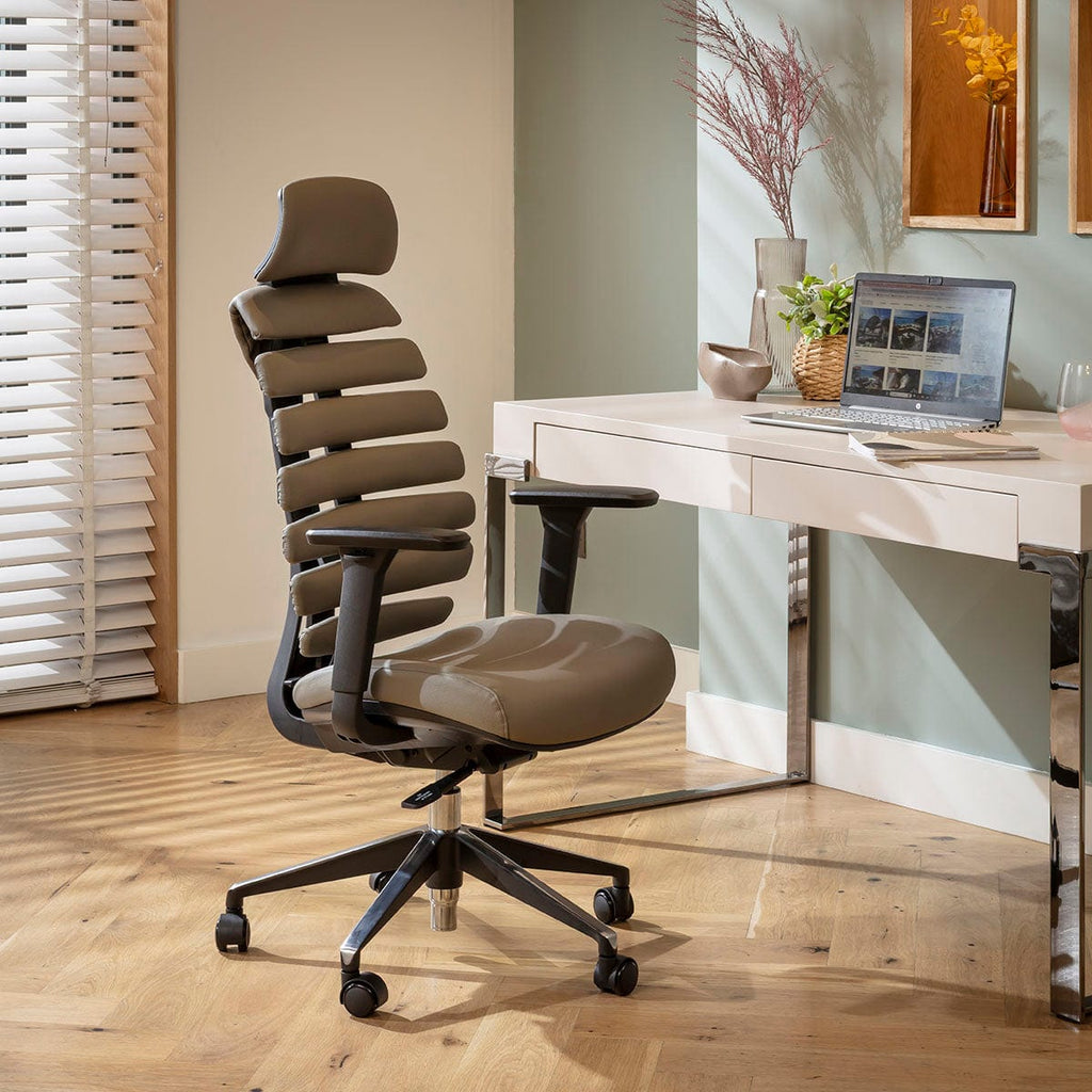 Fauteuil de bureau moderne Ergo, en similicuir noir et gris.