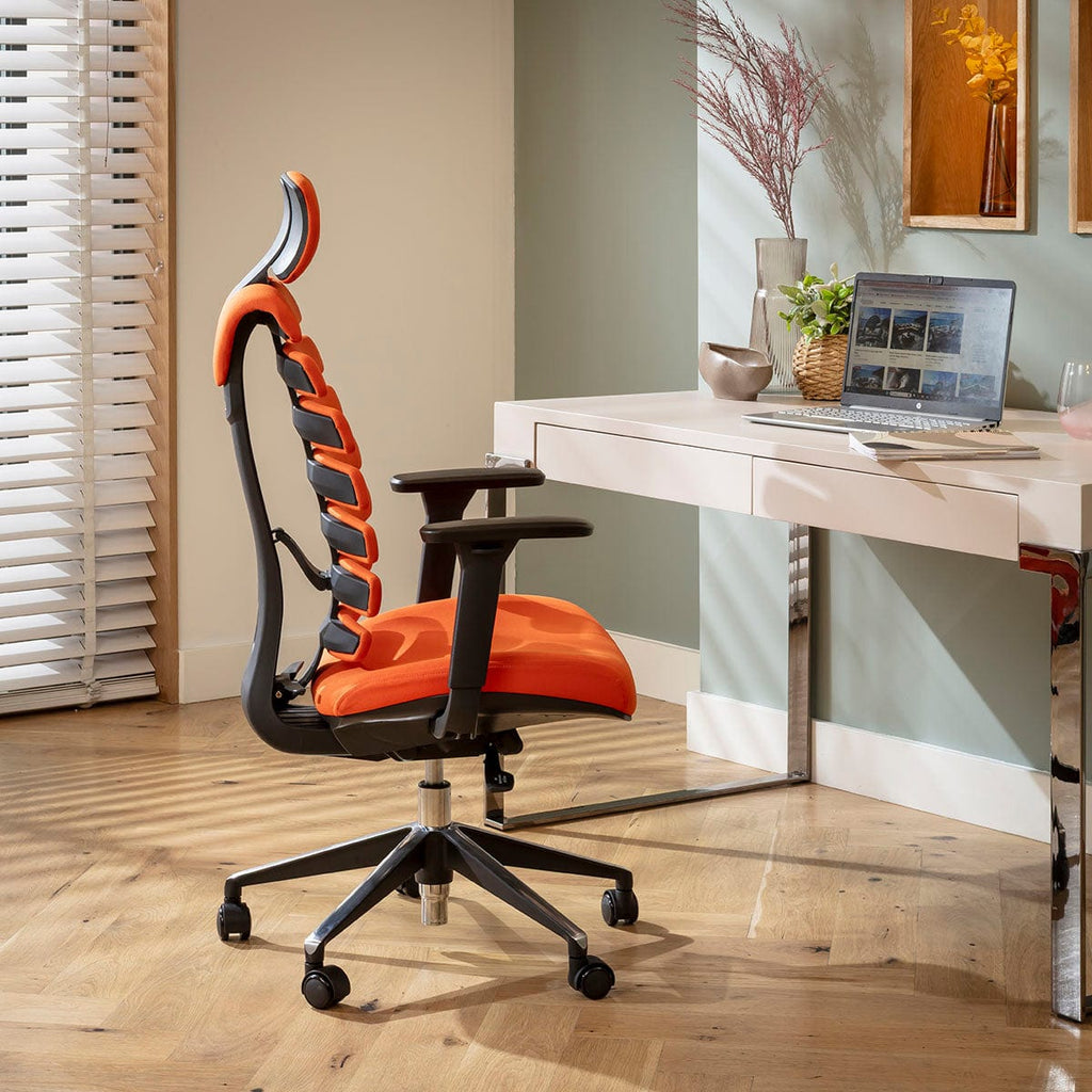 Chaise de bureau moderne Ergo en tissu noir et orange