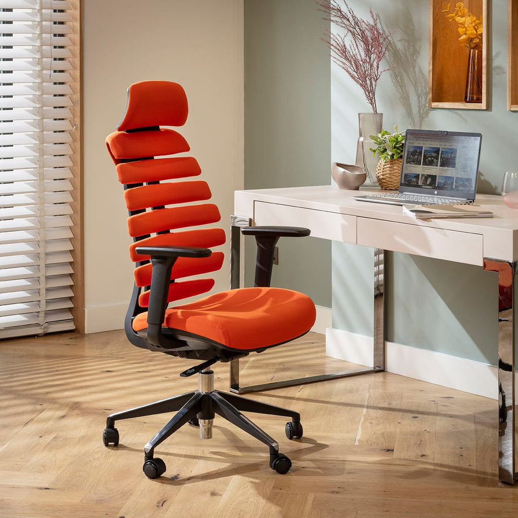 Chaise de bureau moderne Ergo en tissu noir et orange