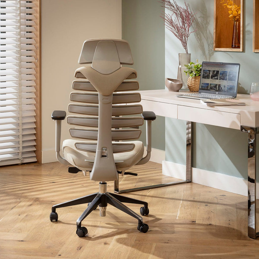 Chaise de bureau moderne Ergo en tissu gris et beige