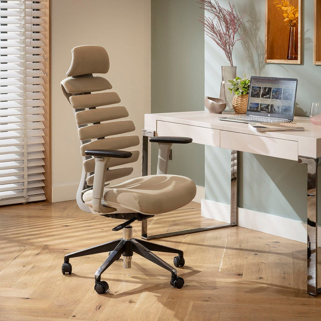 Chaise de bureau moderne Ergo en tissu gris et beige