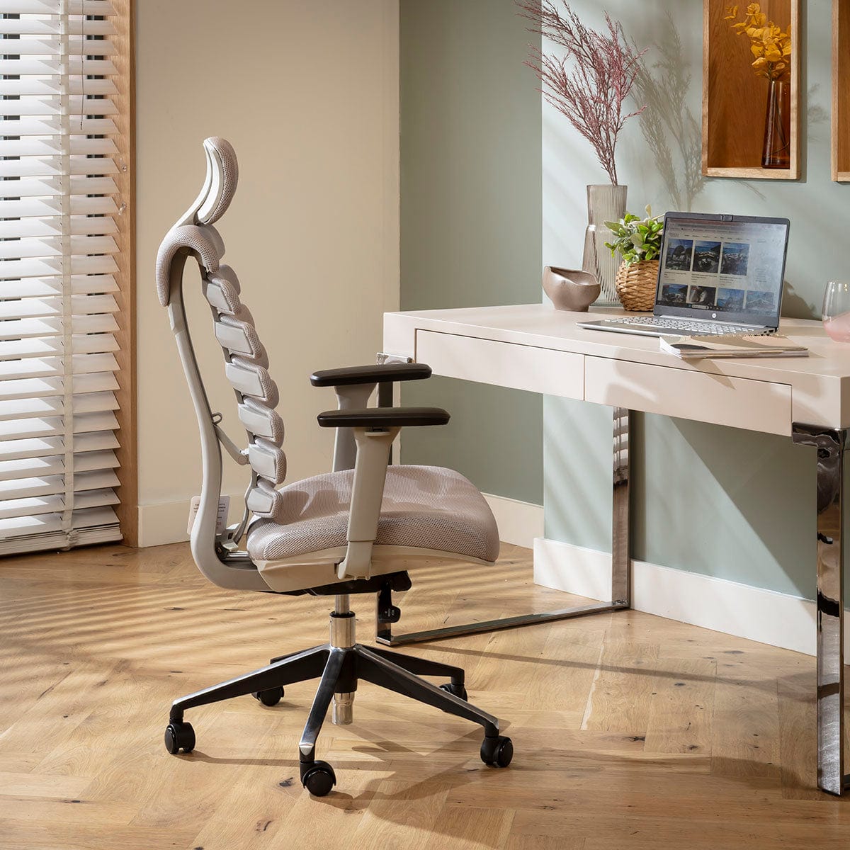 Chaise de bureau moderne Ergo en tissu gris
