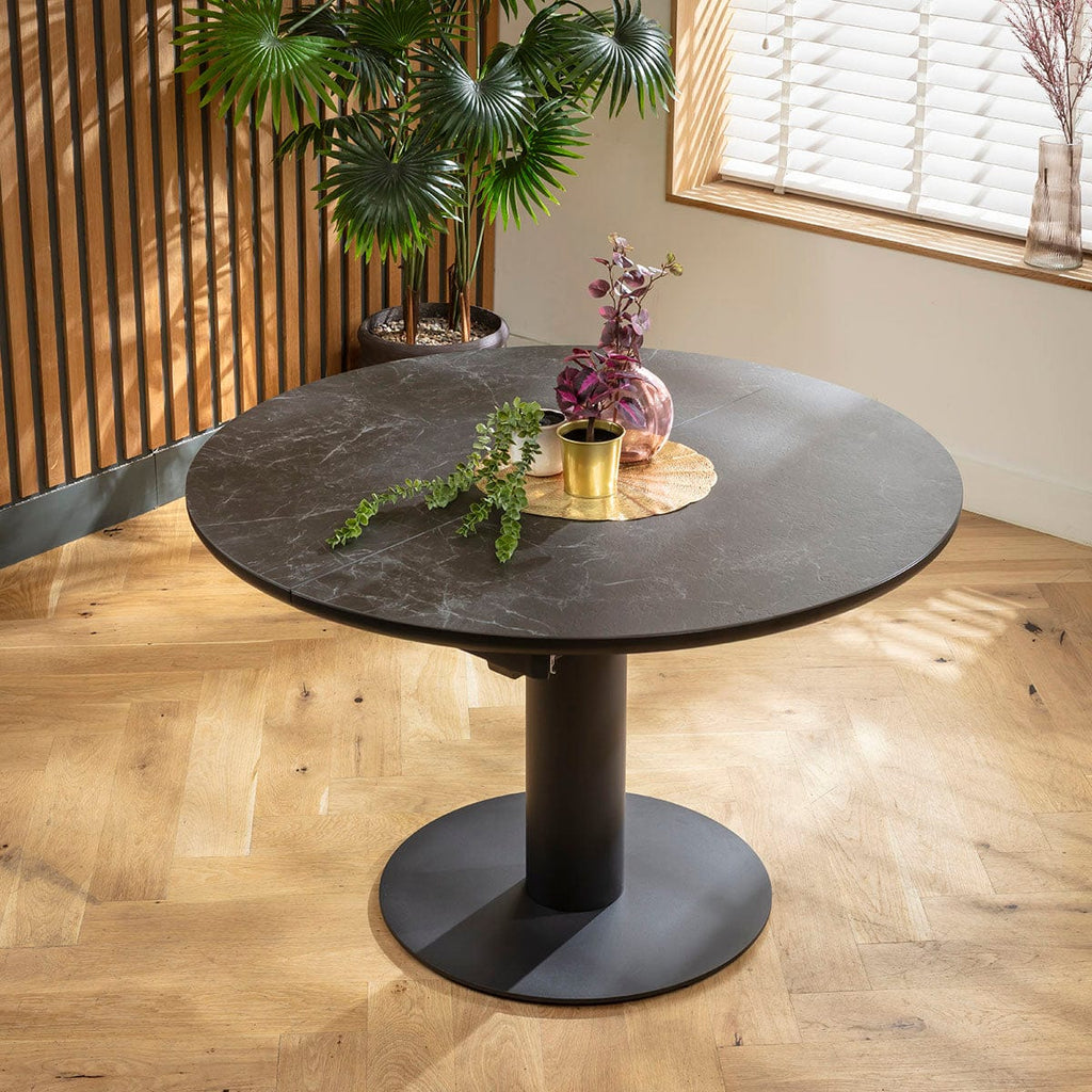 Ensemble de salle à manger rond extensible 4 places Oscar &amp; Venus en céramique verte et noire