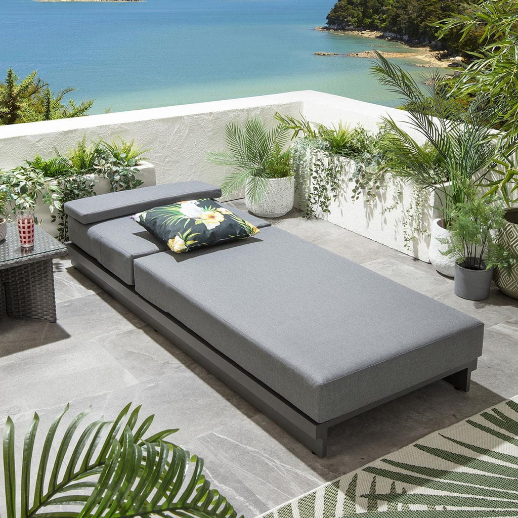 Transat Marbella Garden gris avec coussins 200x78cm