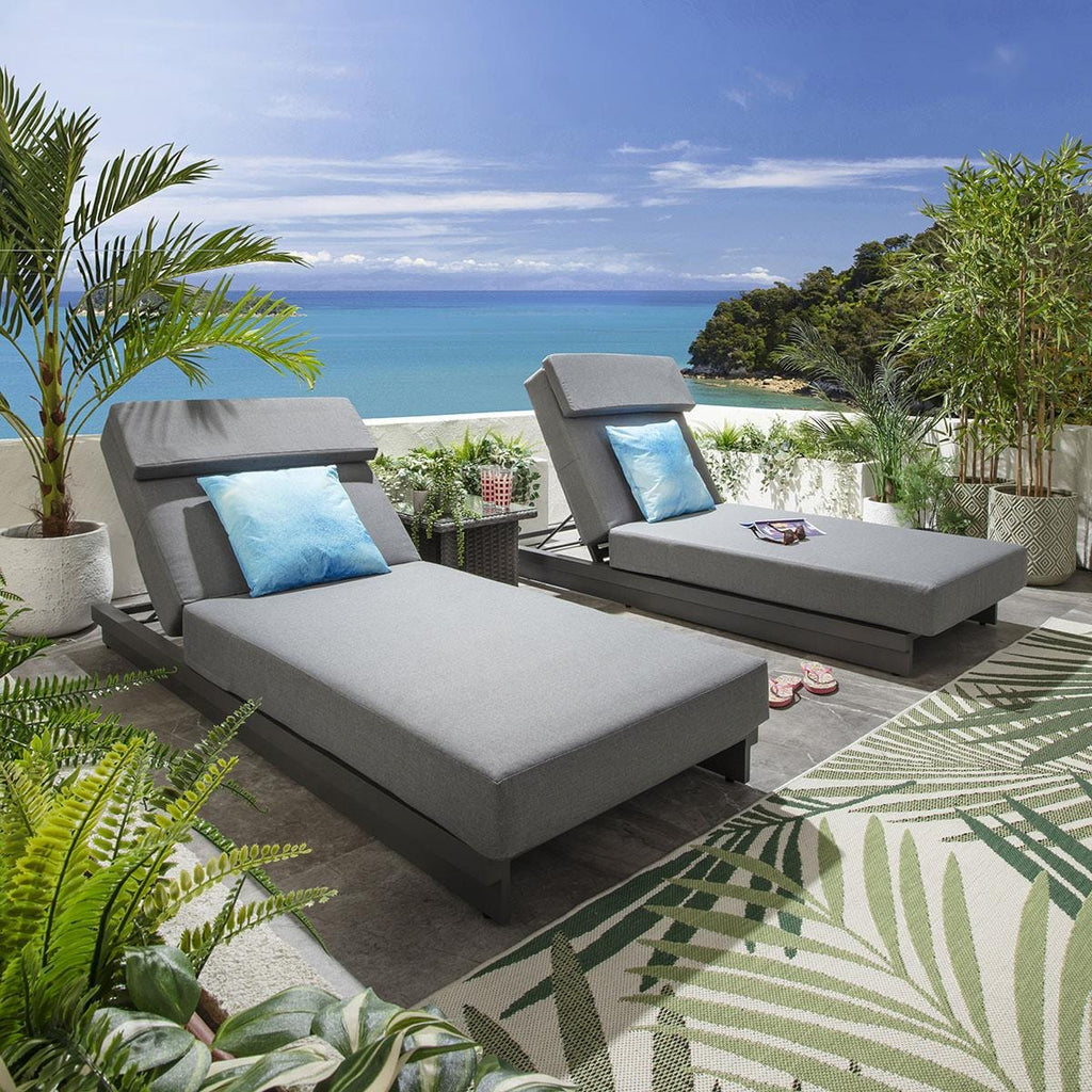 Transat Marbella Garden gris avec coussins 200x78cm