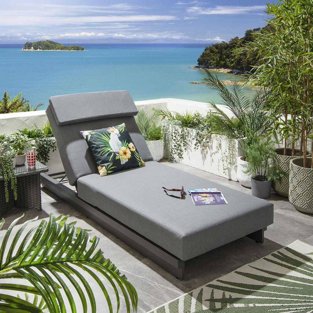 Transat Marbella Garden gris avec coussins 200x78cm