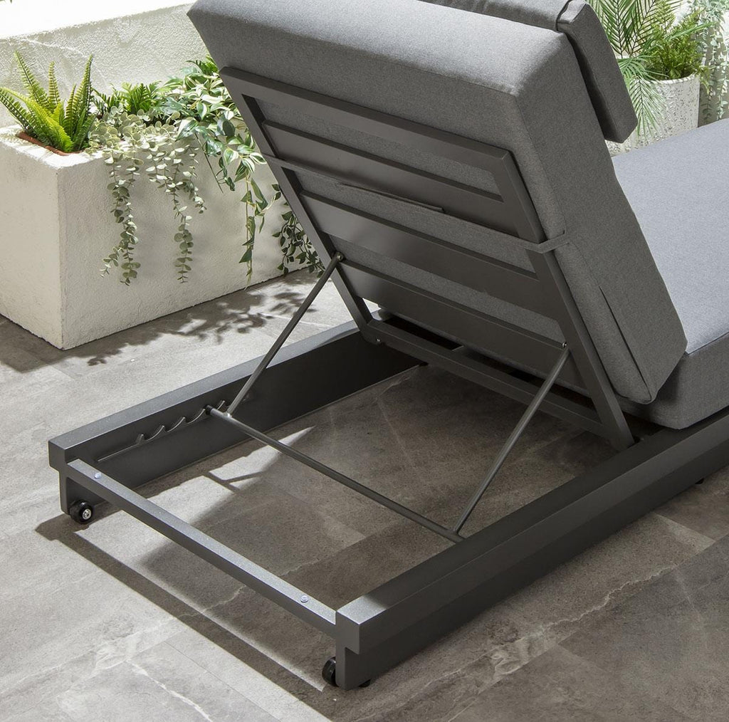 Transat Marbella Garden gris avec coussins 200x78cm