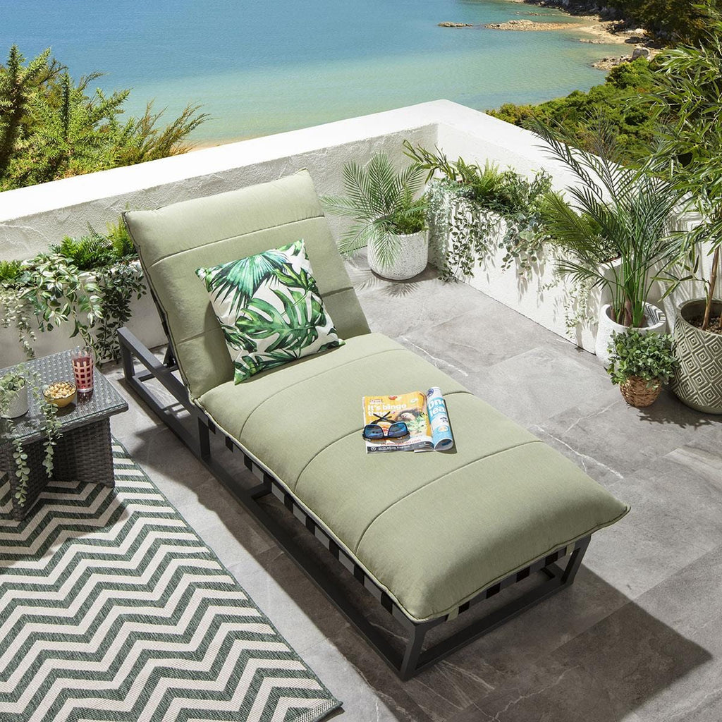 Transat Ocean avec coussins, vert, 212 x 84 cm