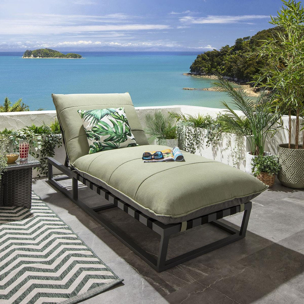 Transat Ocean avec coussins, vert, 212 x 84 cm