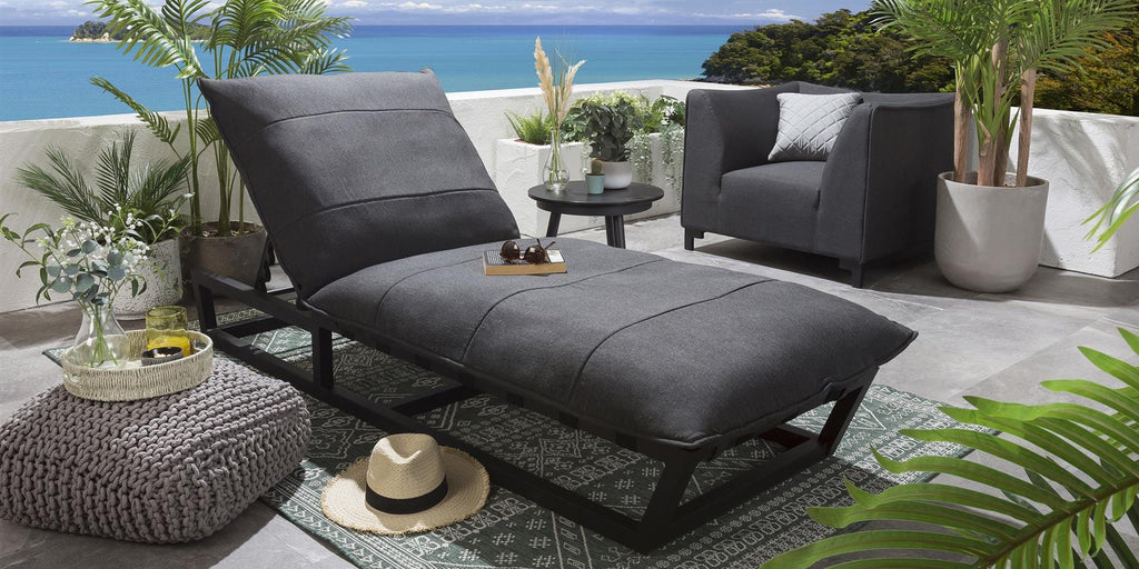 Ocean Cushioned Sun Lounger Sooty Grey 212x84cm