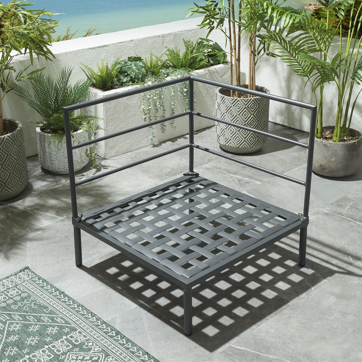 Ensemble canapé d'angle de jardin modulaire Alfie couleur café 216x216cm L6C