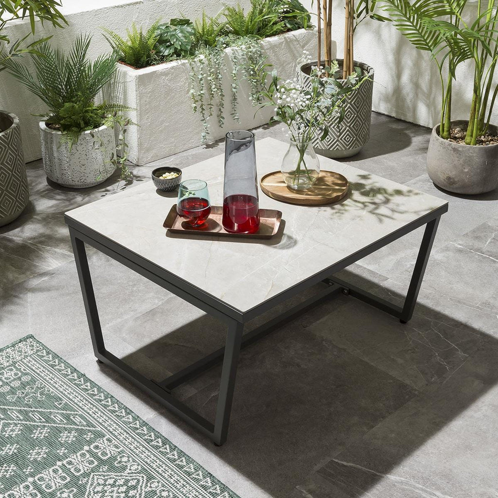 Ensemble canapé d'angle de jardin modulaire Alfie Gris fumé 216x144cm L5