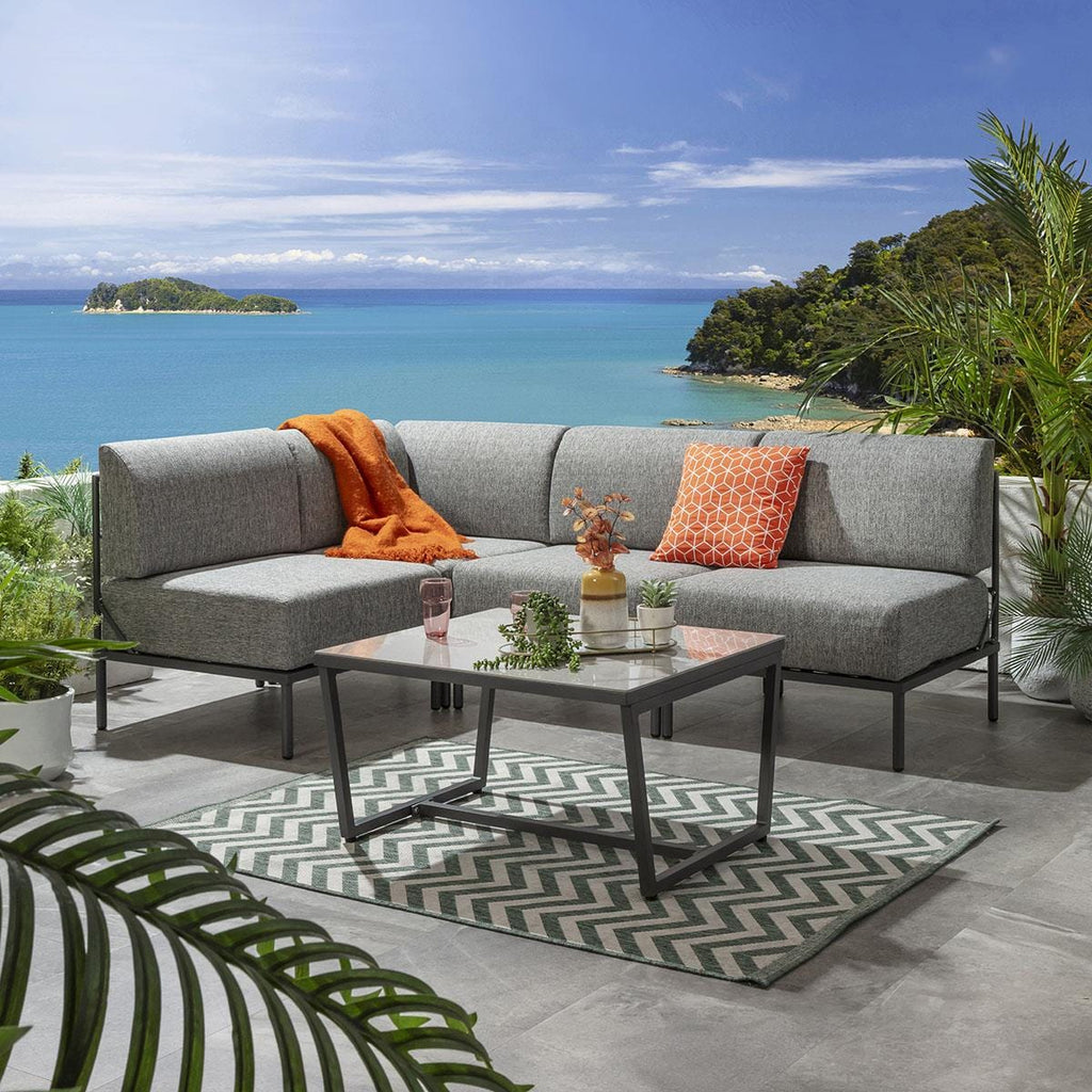 Ensemble canapé d'angle de jardin modulaire Alfie Gris fumé 216x144cm L5