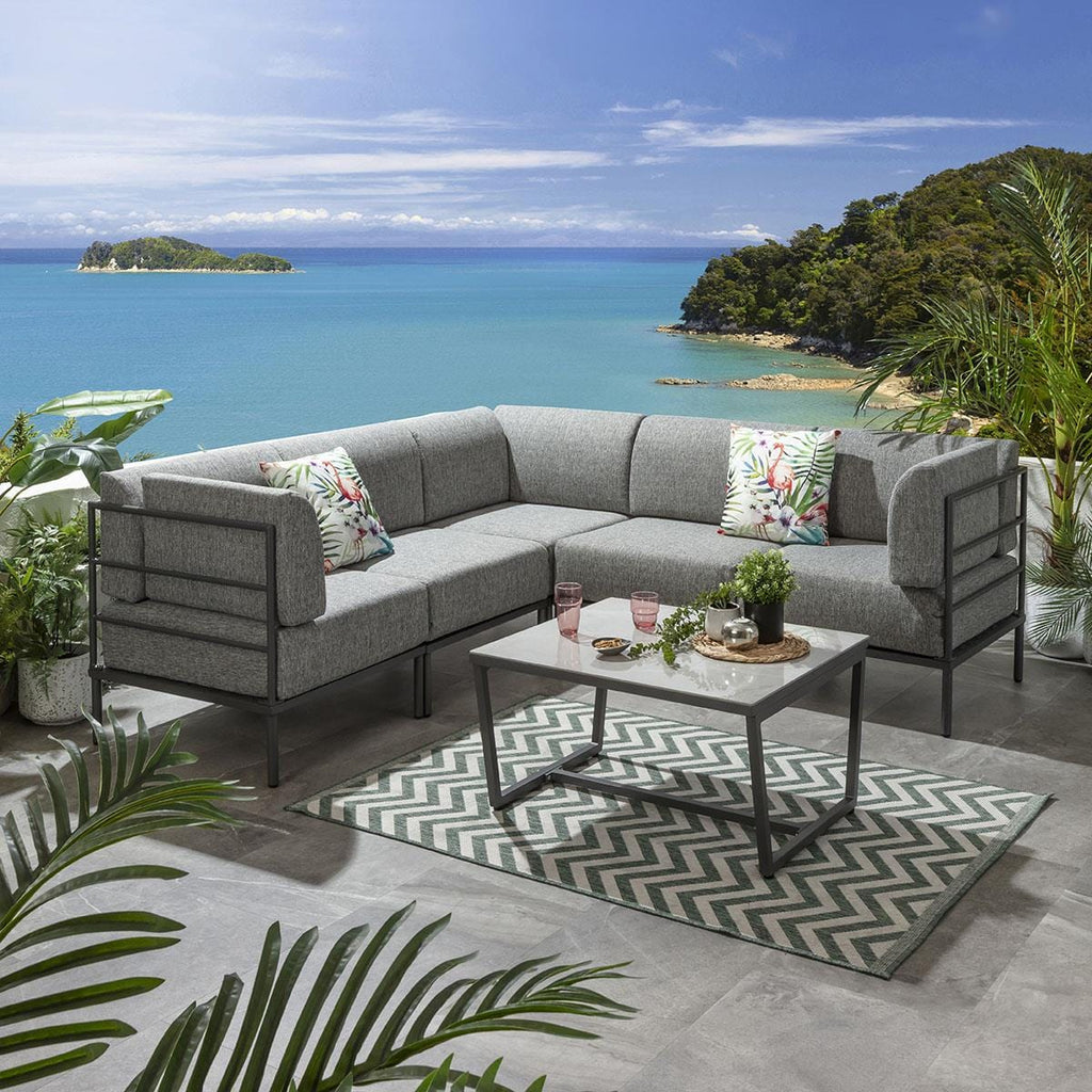 Ensemble canapé d'angle de jardin modulaire Alfie Gris fumé 216x216cm L6C