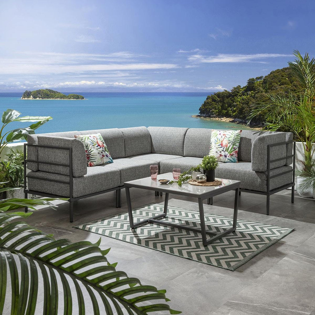 Ensemble canapé d'angle de jardin modulaire Alfie Gris fumé 216x216cm L6C