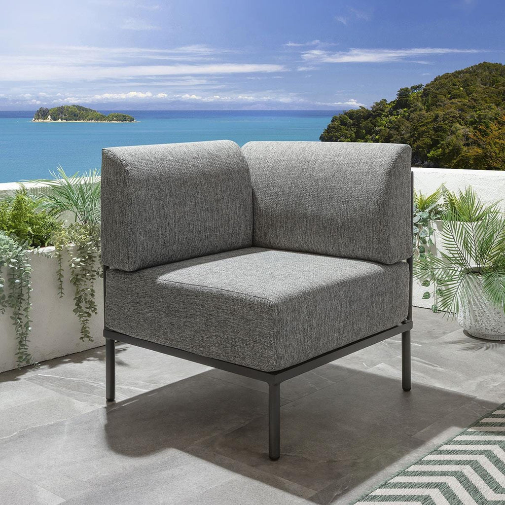 Ensemble canapé d'angle de jardin modulaire Alfie Gris fumé 216x216cm L6