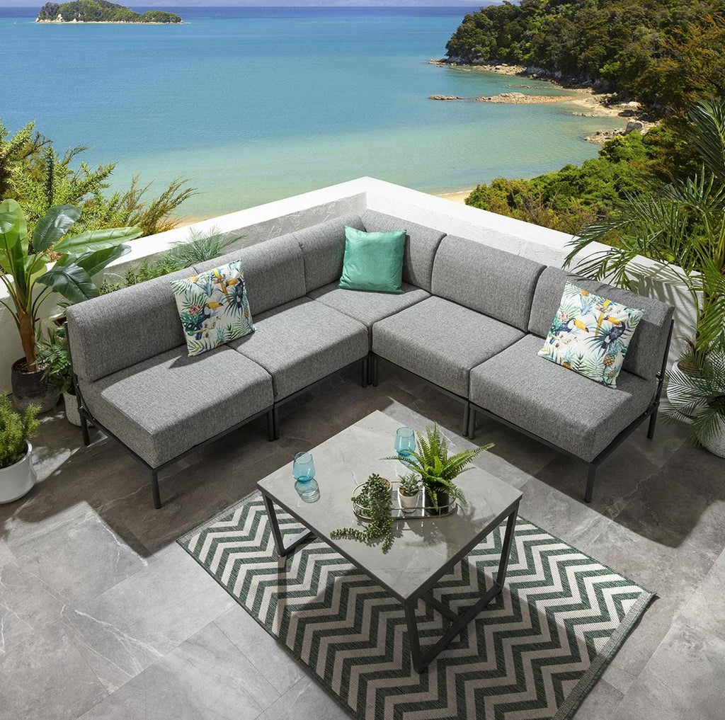 Ensemble canapé d'angle de jardin modulaire Alfie Gris fumé 216x216cm L6