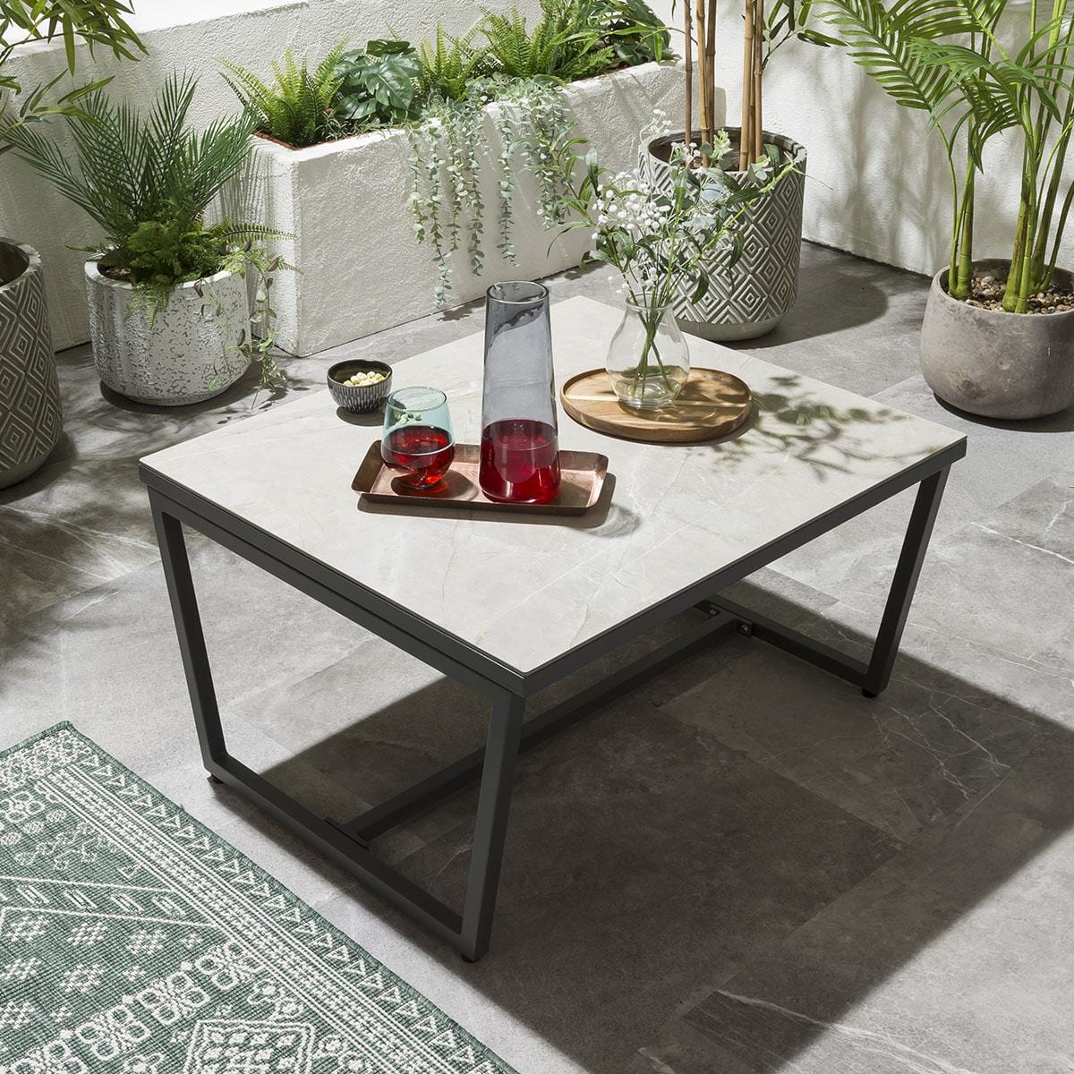 Ensemble canapé d'angle de jardin modulaire Alfie Gris 216x216cm L6C