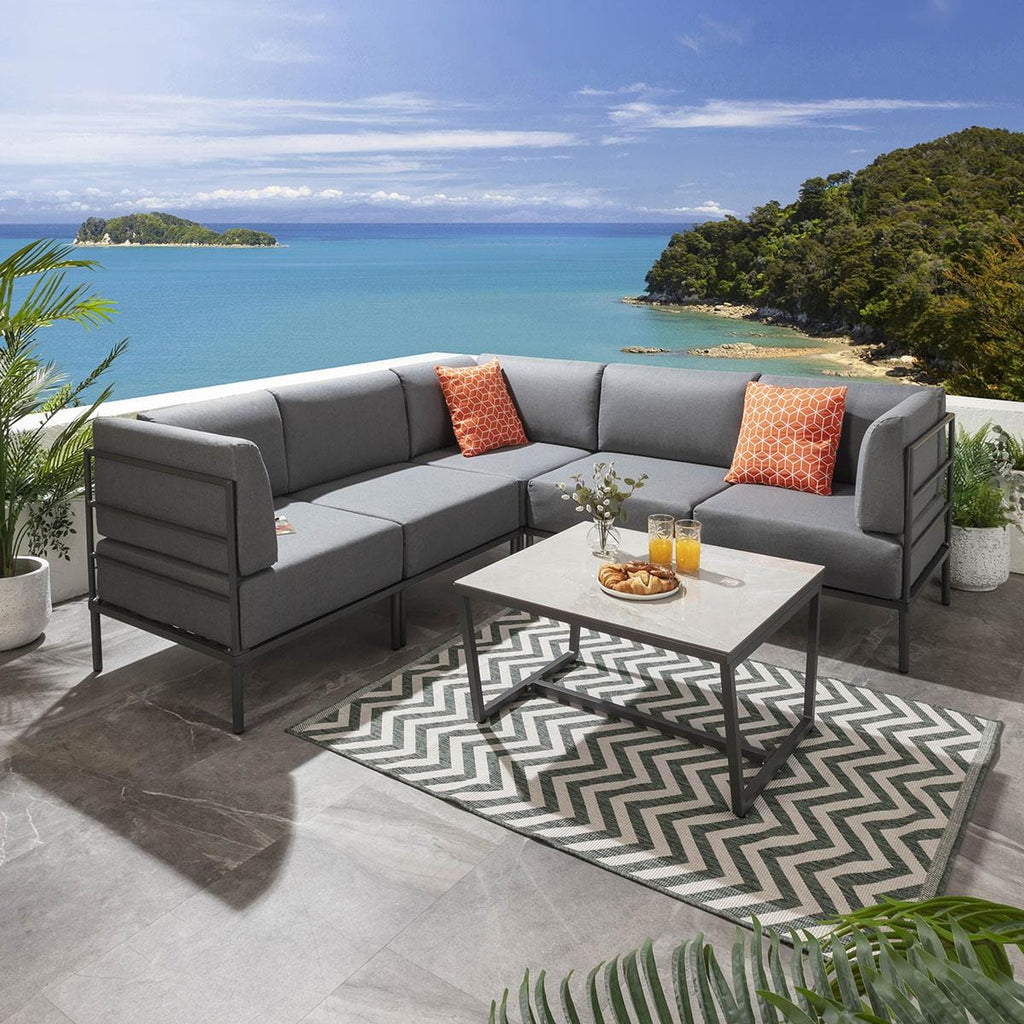 Ensemble canapé d'angle de jardin modulaire Alfie Gris 216x216cm L6C
