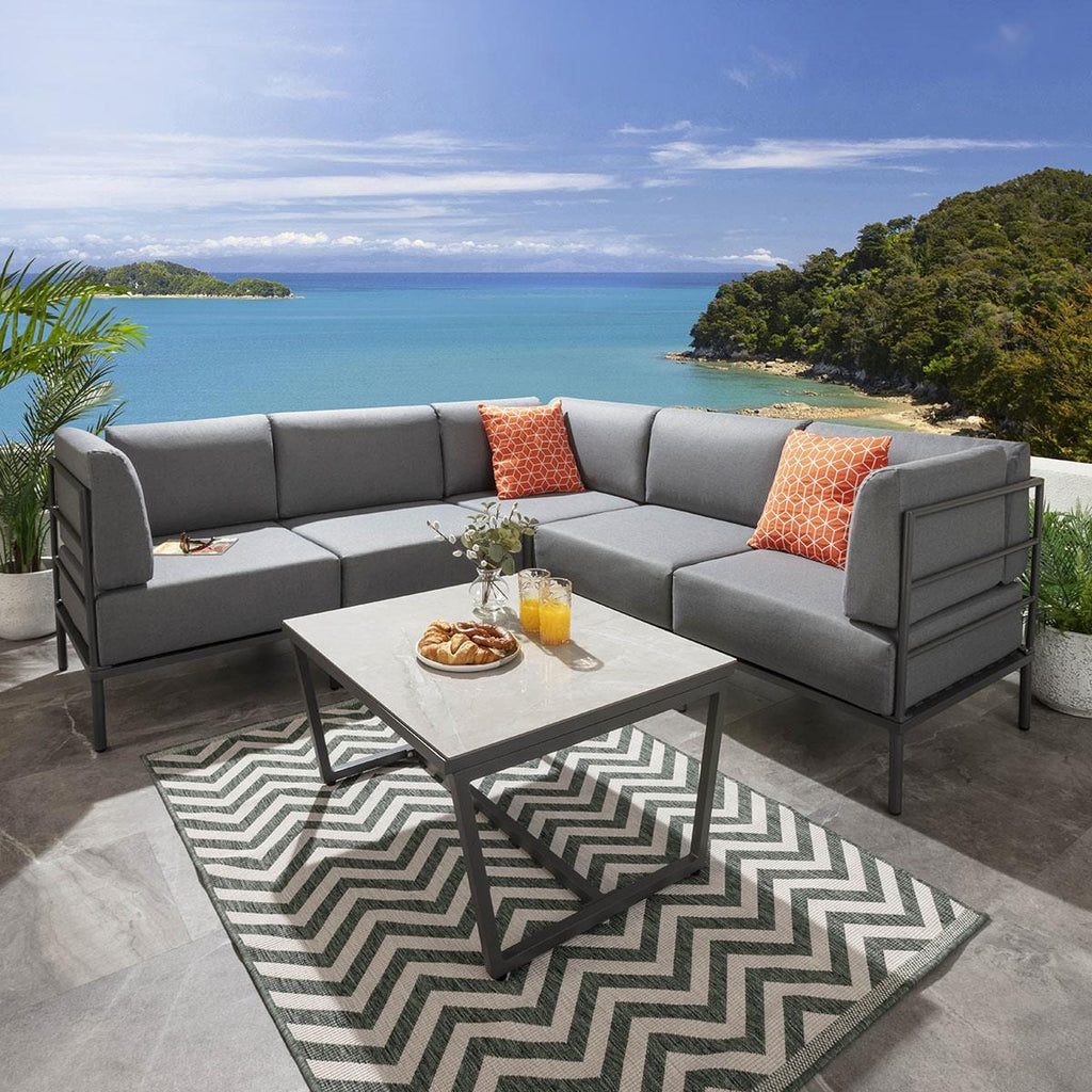 Ensemble canapé d'angle de jardin modulaire Alfie Gris 216x216cm L6C