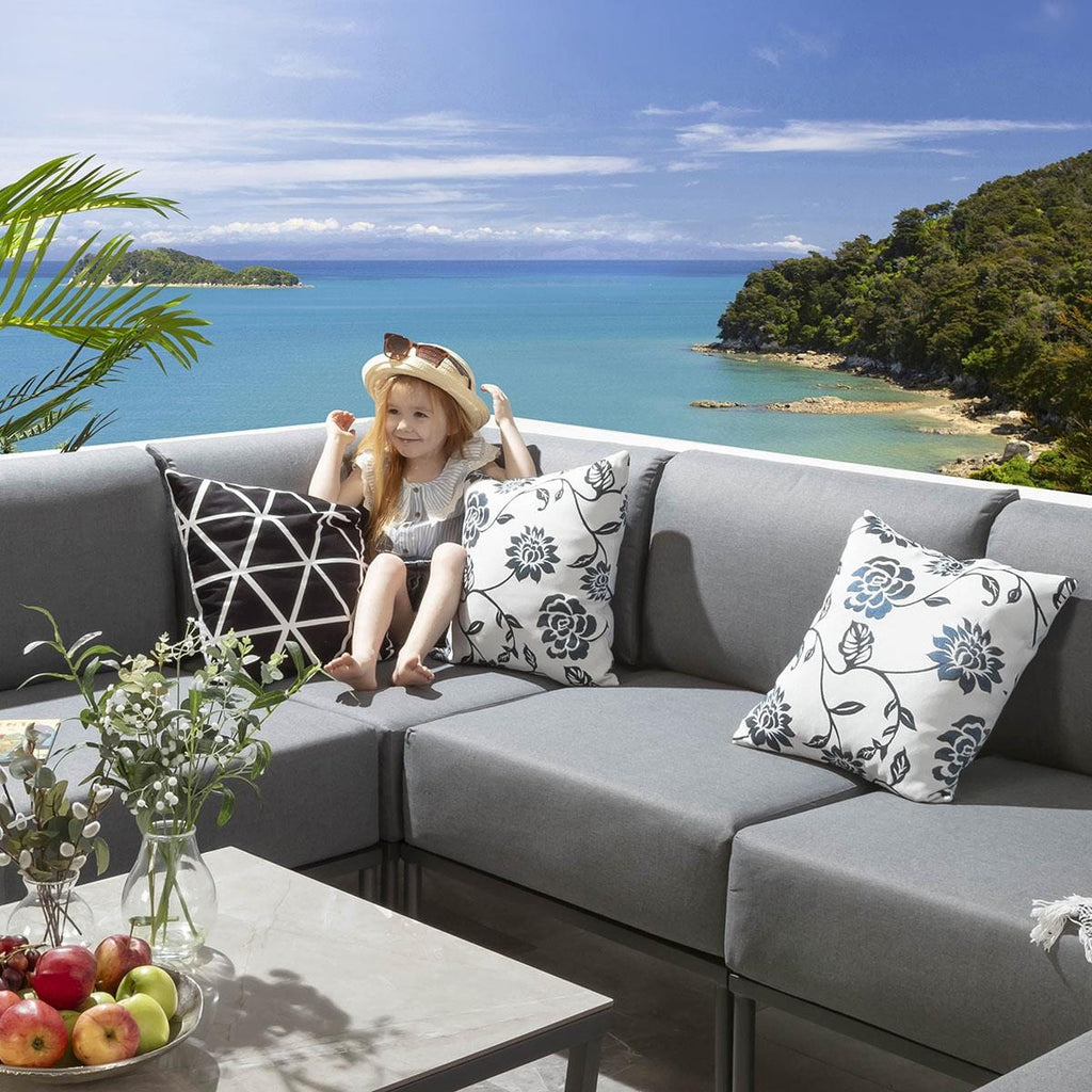 Ensemble canapé d'angle de jardin modulaire Alfie Gris 216x216cm L6C