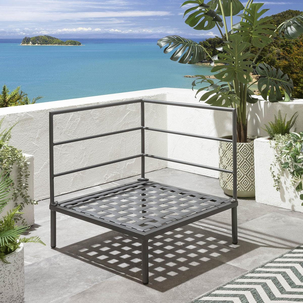 Ensemble canapé d'angle de jardin modulaire Alfie Gris 216x144cm L5