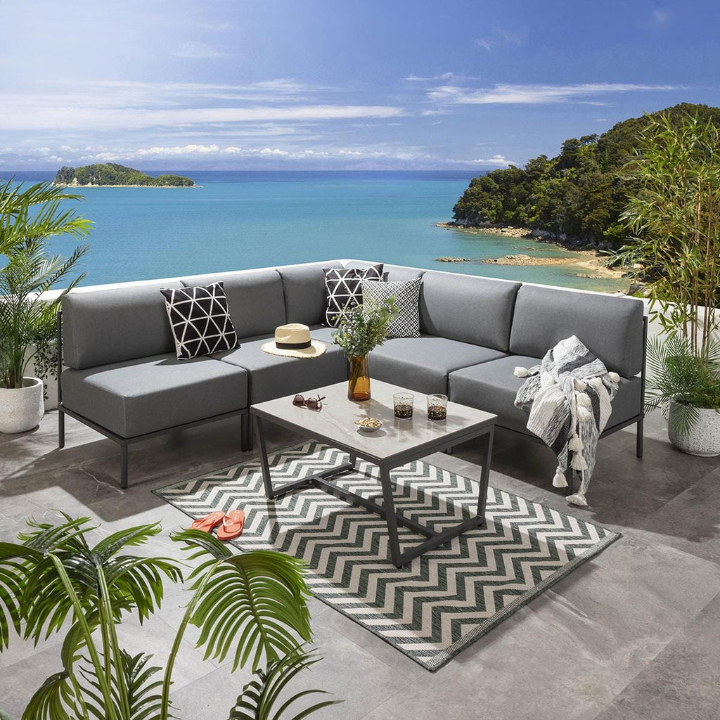 Ensemble canapé d'angle de jardin modulaire Alfie Gris 216x216cm L6