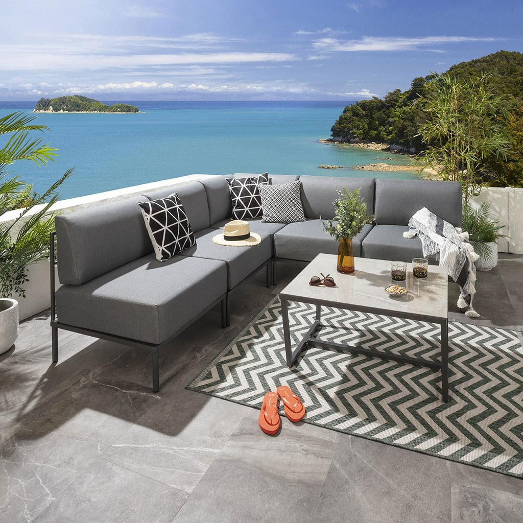 Ensemble canapé d'angle de jardin modulaire Alfie Gris 216x216cm L6