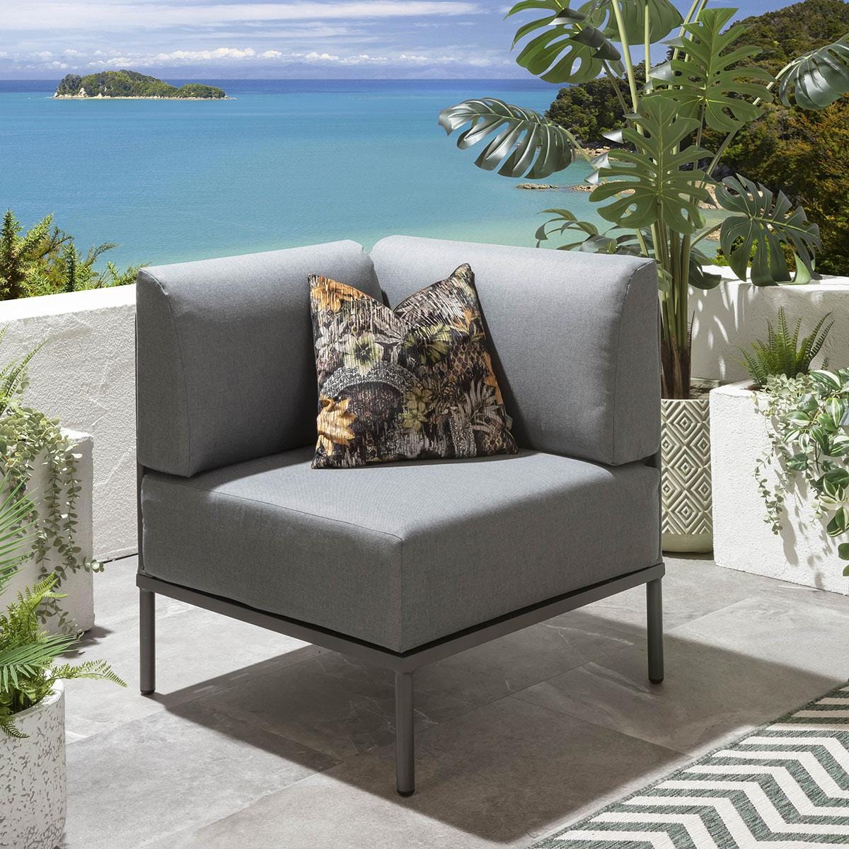 Ensemble canapé d'angle de jardin modulaire Alfie Gris 216x216cm L6