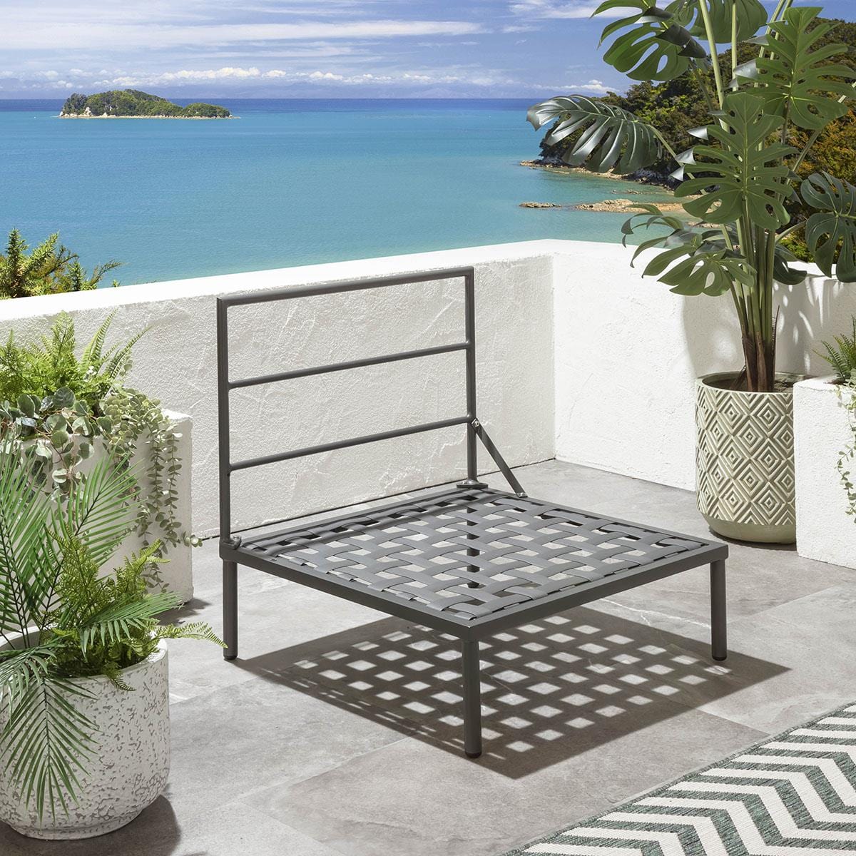 Ensemble canapé d'angle de jardin modulaire Alfie Gris 216x216cm L6