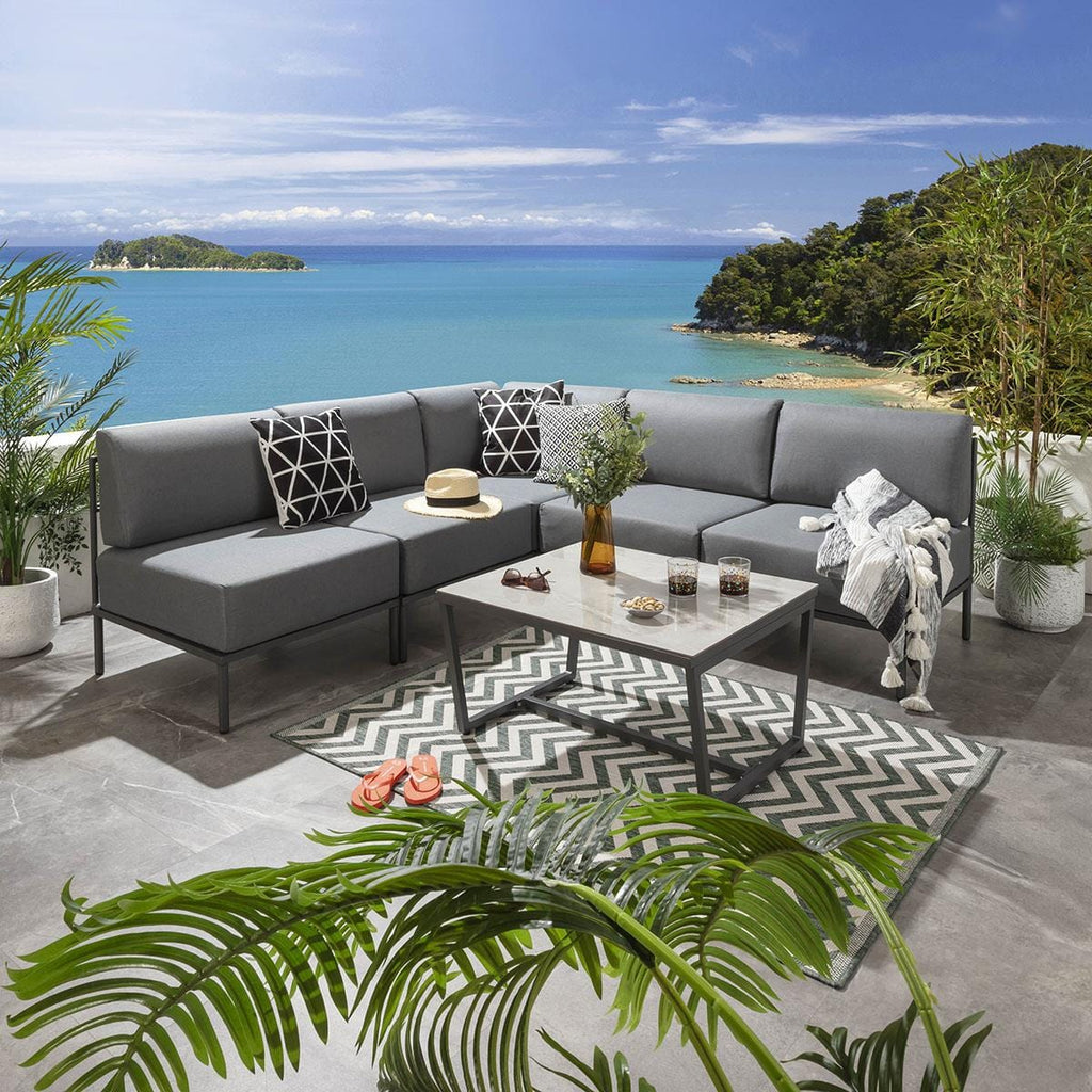 Ensemble canapé d'angle de jardin modulaire Alfie Gris 216x216cm L6