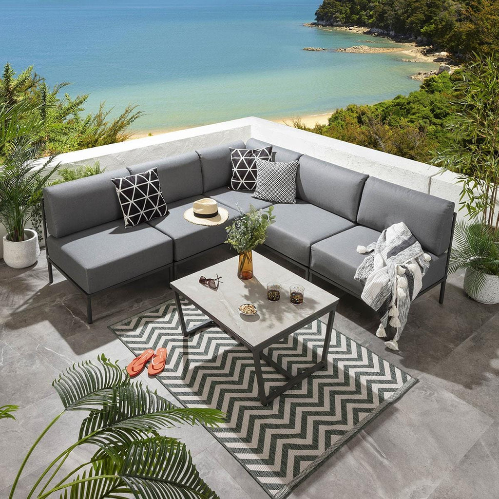 Ensemble canapé d'angle de jardin modulaire Alfie Gris 216x216cm L6