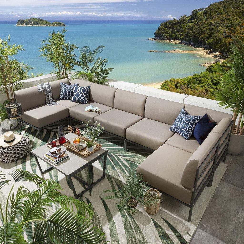 Canapé d'angle en U Alfie Garden couleur café 360 x 144 cm U8