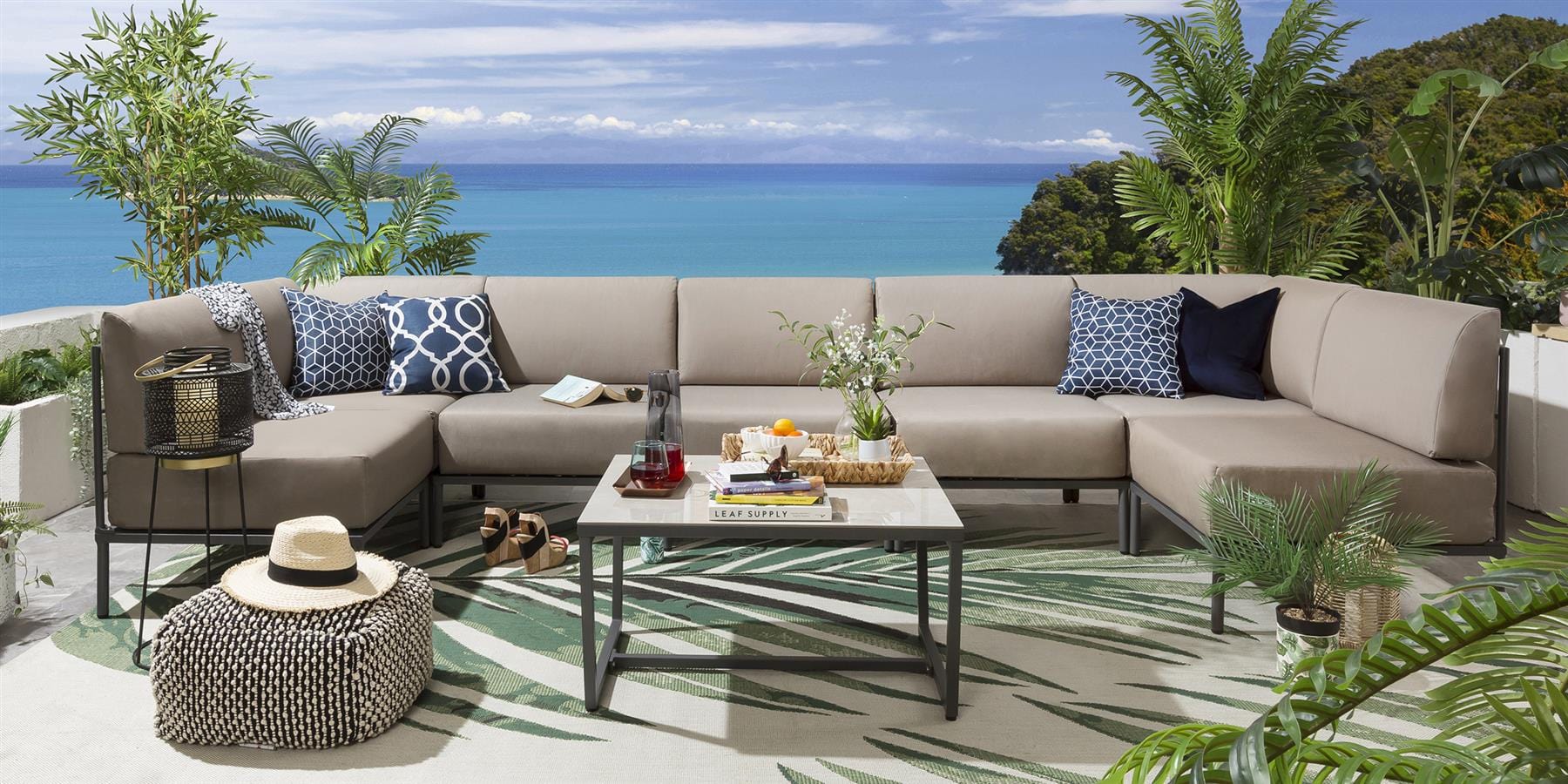 Canapé d'angle en U Alfie Garden couleur café 360 x 144 cm U8