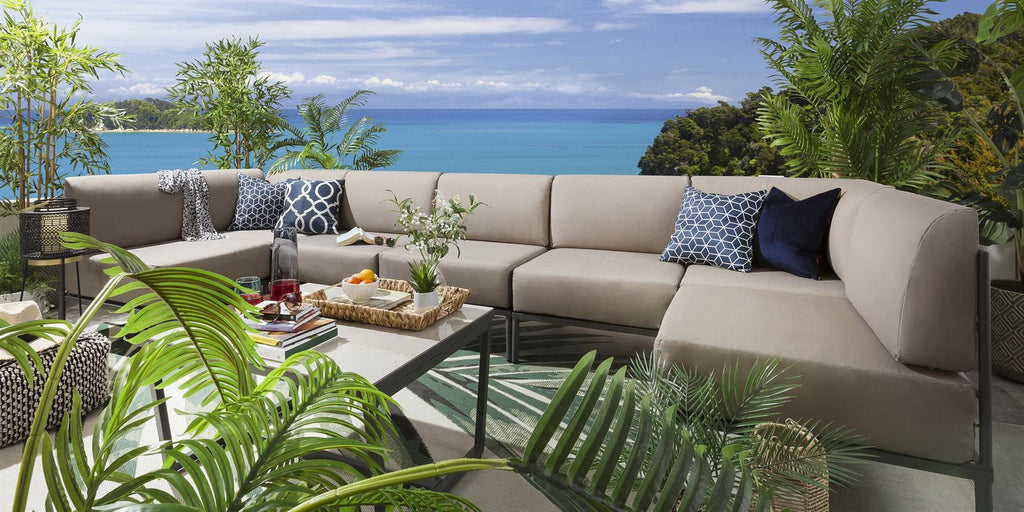 Canapé d'angle en U Alfie Garden couleur café 360 x 144 cm U8