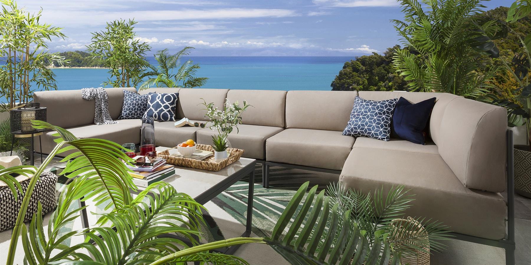 Canapé d'angle en U Alfie Garden couleur café 360 x 144 cm U8