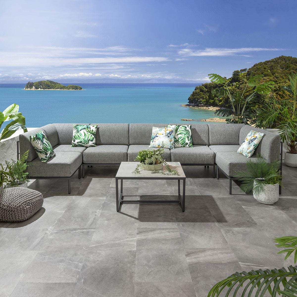 Ensemble canapé d'angle en forme de U Alfie Garden Gris fumé 360x144cm U8