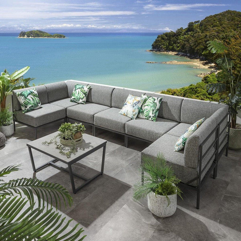 Ensemble canapé d'angle en forme de U Alfie Garden Gris fumé 360x144cm U8