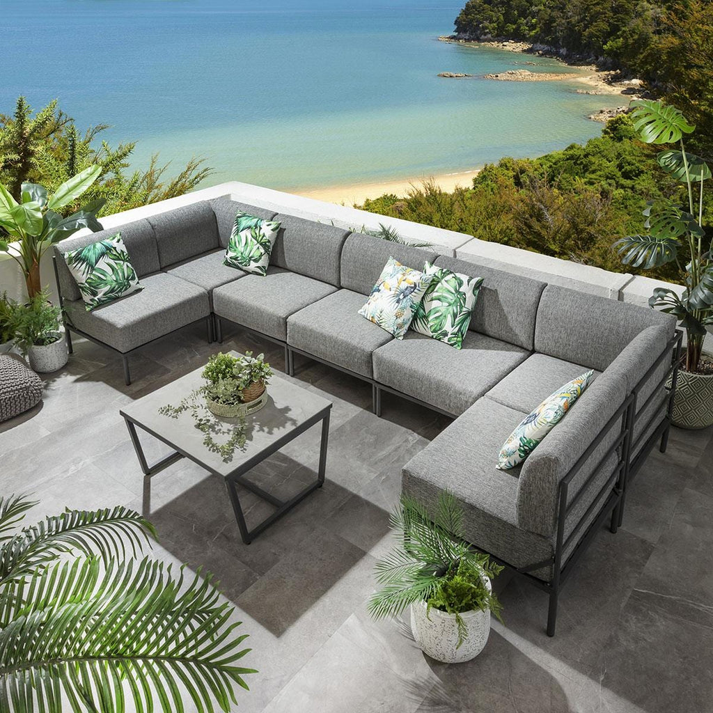 Ensemble canapé d'angle en forme de U Alfie Garden Gris fumé 360x144cm U8