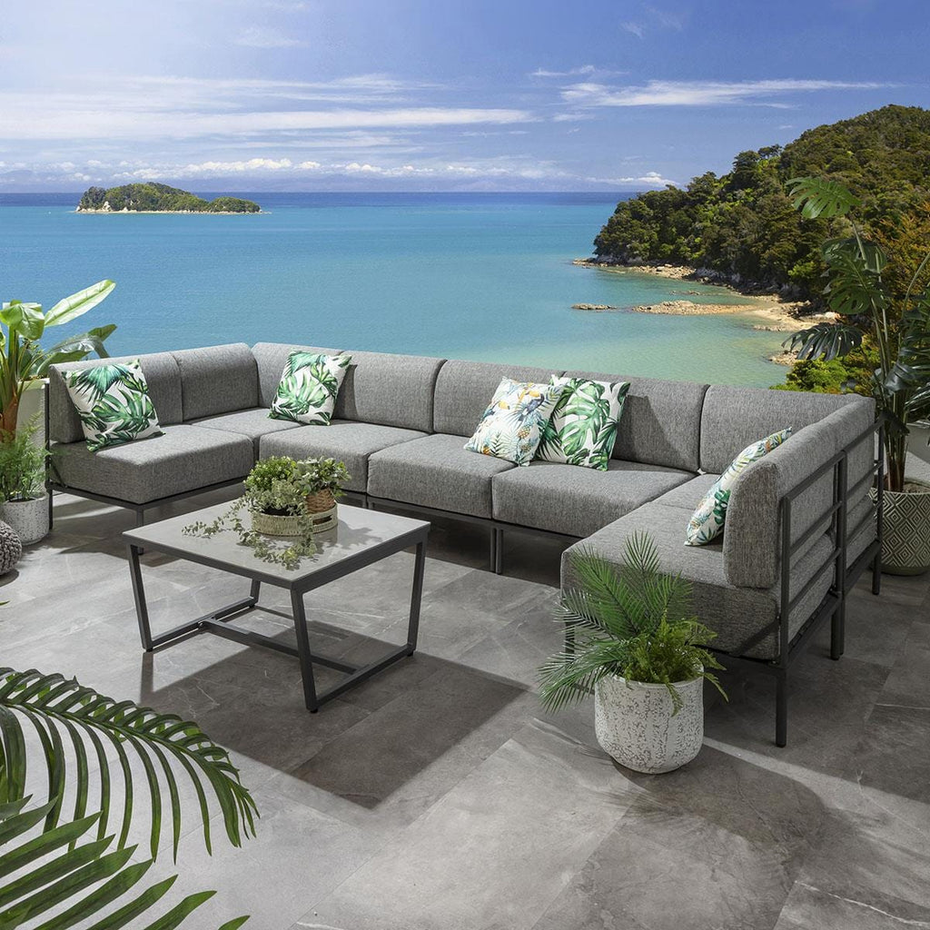 Ensemble canapé d'angle en forme de U Alfie Garden Gris fumé 360x144cm U8