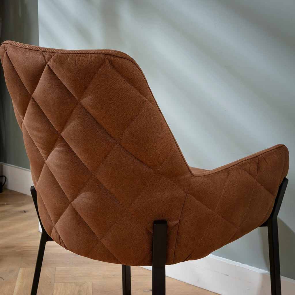 4 chaises de salle à manger Cora Modern Carver avec accoudoirs, revêtement en tissu marron