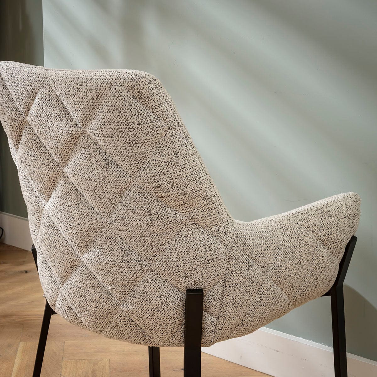 Chaise de salle à manger Cora Modern Carver avec accoudoirs en tissu tissé gris