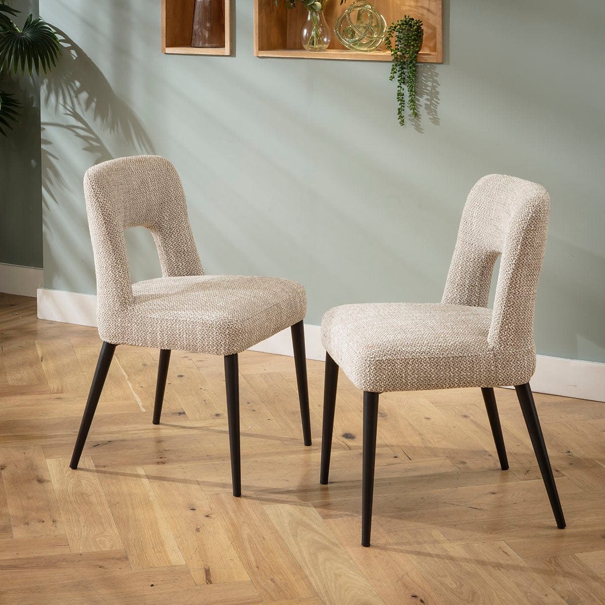 4 chaises de salle à manger modernes Evie en tissu tissé marron