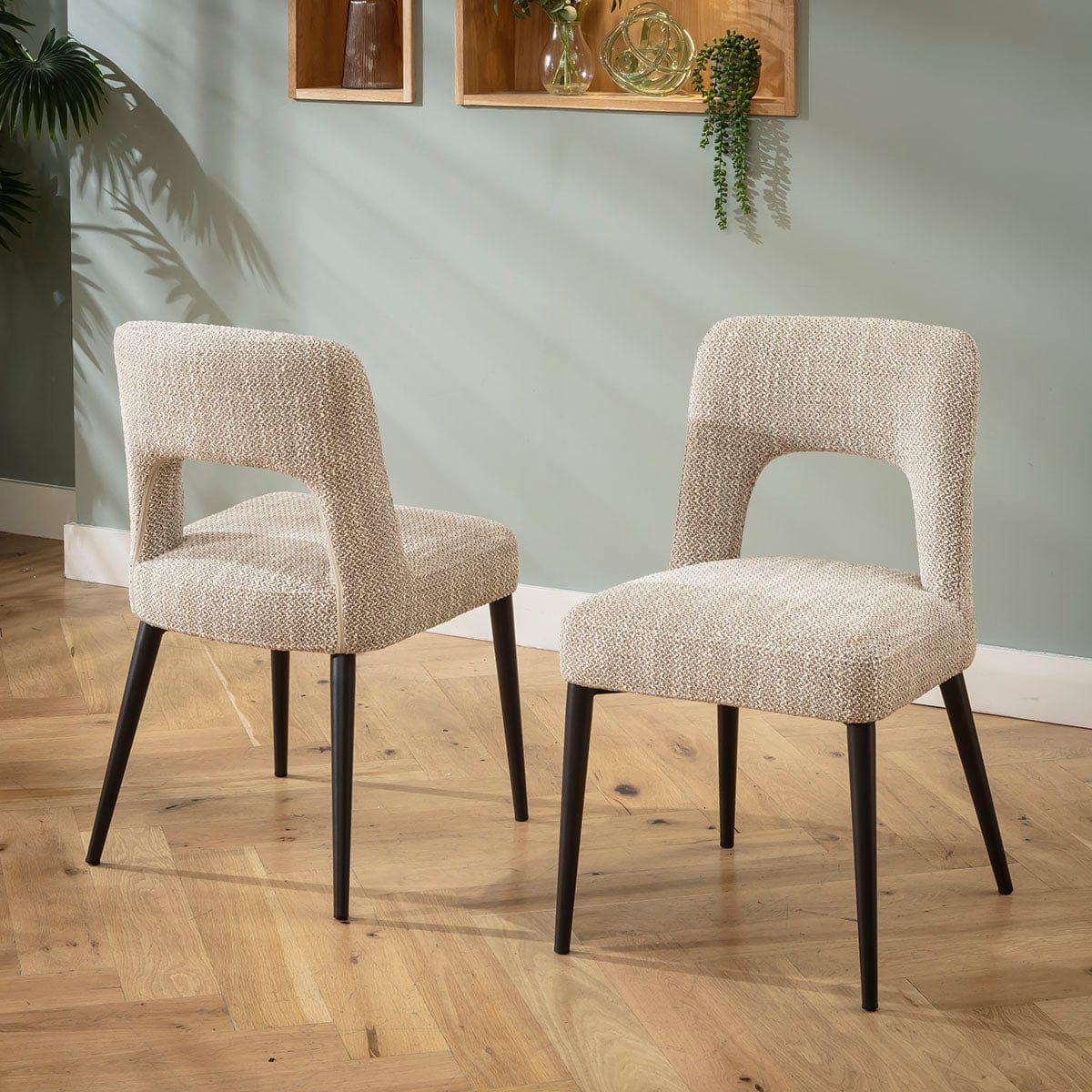 4 chaises de salle à manger modernes Evie en tissu tissé marron