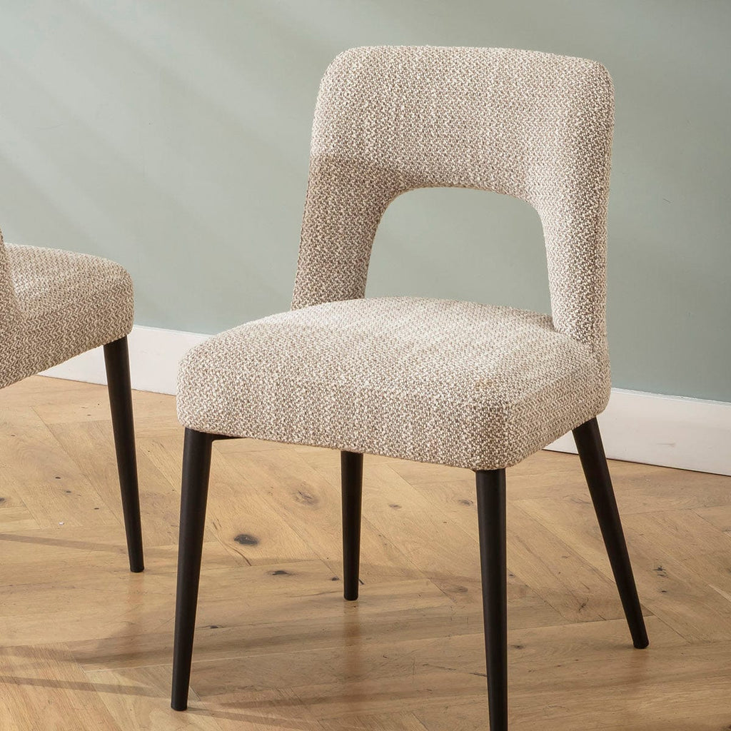 Chaise de salle à manger moderne Evie en tissu tissé marron