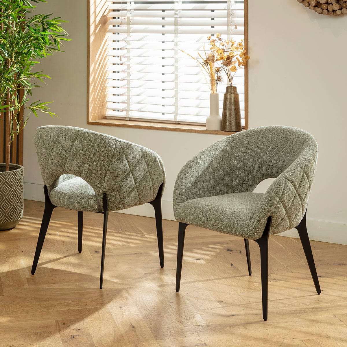 Chaise de salle à manger Piper ultra-moderne en tissu vert